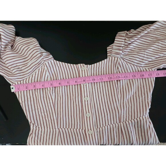 Cabi Womens Size Small Carnival Stripe Puff Sleeve Square Neck Boho Chic Blouse - Picture 9 of 10